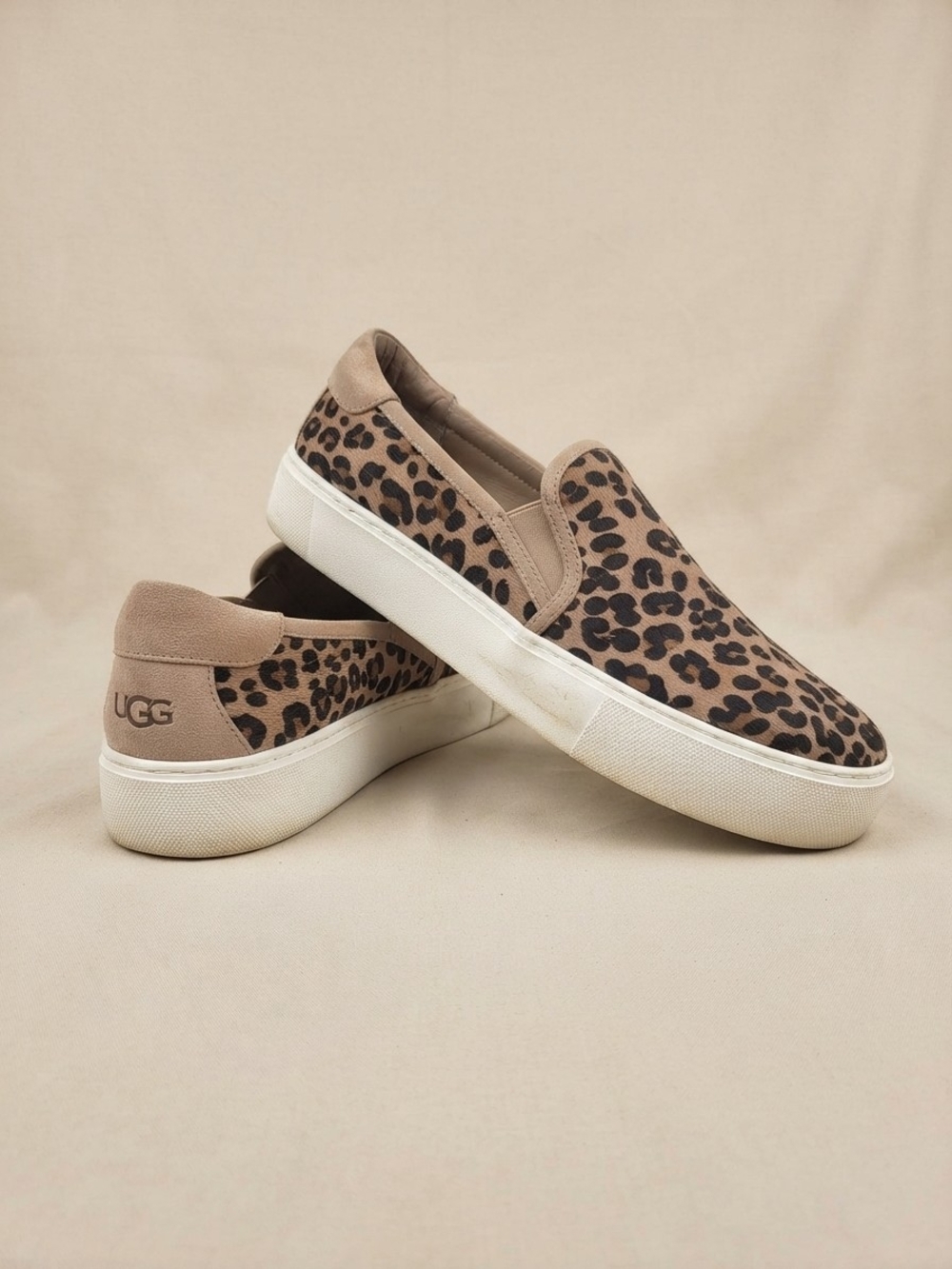 UGG Leopard Calf Hair Slip-On Sneakers Size 10 EUC